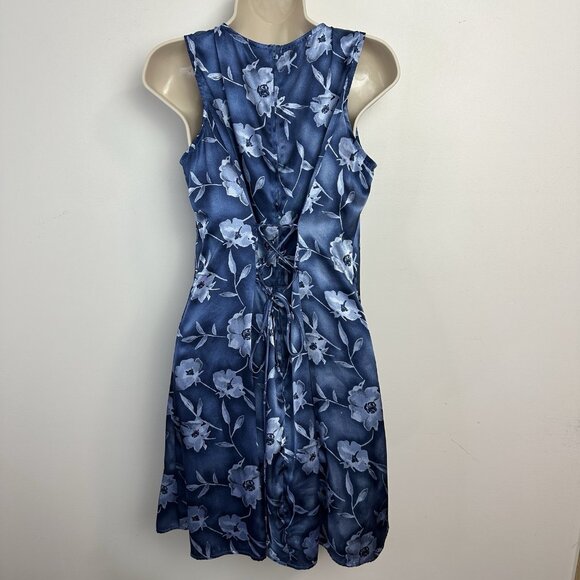 Vintage 90s Y2K DBY Floral Satin Dress Size 13/14 Skater Fairy Grunge Summer - Picture 4 of 7